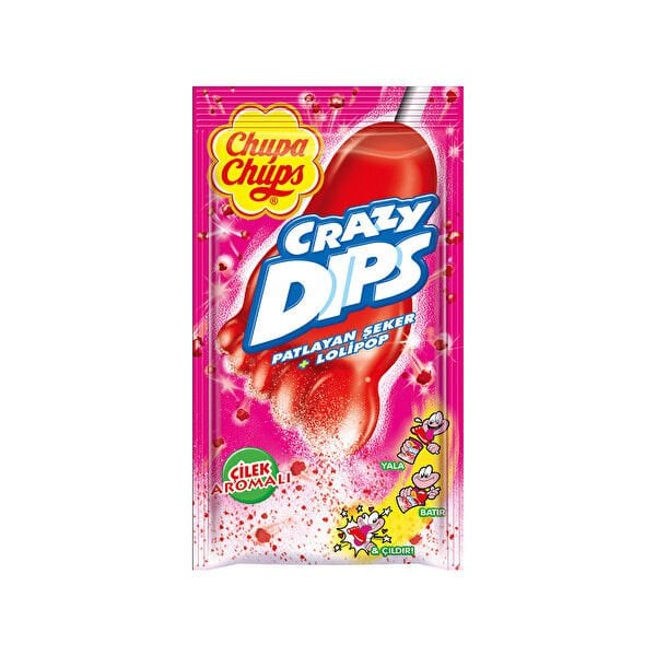 CHUPA CHUPS CRAZY DIPS PATLAYAN ŞEKER+LOLİPOP ÇİLEK AROMALI